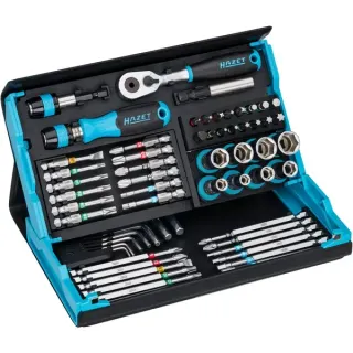 Hazet SmartCase Steckschlüssel- und Bit-Satz 2200SC-32, 59-teilig (schwarz/blau, 1/4", mit Umschaltknarre)