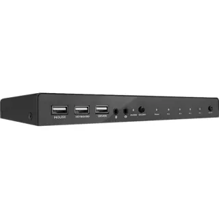 Lindy 4 Port KVM Switch HDMI 4K60, USB 2.0 & Audio, KVM-Switch (schwarz)