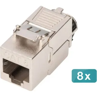 Digitus Keystone-Modul Cat. 8.1, geschirmt, 8 Stück (silber, werkzeugfreier Montageanschluss)