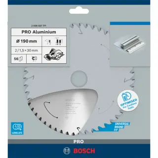 Bosch Professional PRO Aluminium cordless Kreissägeblatt, Ø 190mm, 56Z (Bohrung 30mm, für Akku-Handkreissägen)