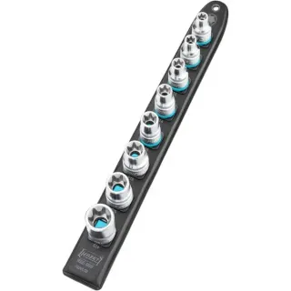 Hazet SmartRail 1/2" Steckschlüsseleinsatz-Satz Außen-Sechsrund, 8-teilig (schwarz, E10 - E24, kurz)
