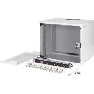 Digitus Netzwerk-Set SOHO Pro 19" 540x400 mm (BxT), IT-Schrank (hellgrau, 9 Höheneinheiten)