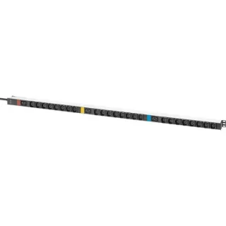 Digitus Basis IT PDU mit Aluminiumprofil, 27-fach, 24x C13, 3x C19, Steckdosenleiste (schwarz/aluminium, 3 Meter Kabel, 3-phasig 16A, IEC309 16A Stecker)