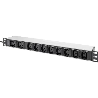 Digitus Steckdosenleiste 19" PDU mit Aluminiumprofil, 10-fach, 8x C13, 2x C19 (schwarz/aluminium, 2 Meter Kabel, 1 HE, 1-phasig 16A, Kaltgerätestecker C20)