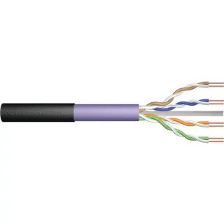Digitus Professional Cat.6 U/UTP Erdverlegekabel simplex, Eca, PE-Mantel (violett/schwarz, 500 Meter Trommel, Outdoor-Kabel)