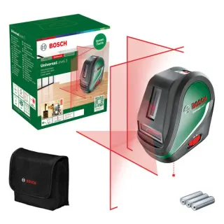 Bosch Heimwerken & Garten Kreuzlinienlaser UniversalLevel 3 (grün/schwarz, rote Laserlinien, Reichweite 10 Meter)