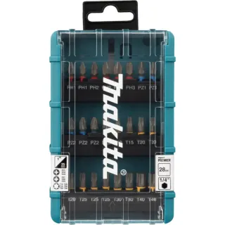 Makita Torsions-Steckschlüssel- & Bit-Satz Impact Premier E-25068, 28-teilig (blau, 1/4", für Schlagschrauber)
