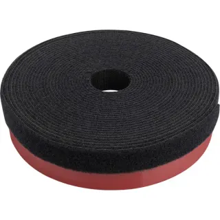Digitus Klettband Kabelmanagement System, Pilzkopfband (schwarz, selbstklebendes Pilzkopfband 5 Meter, Flausch und Klettband 10 Meter)