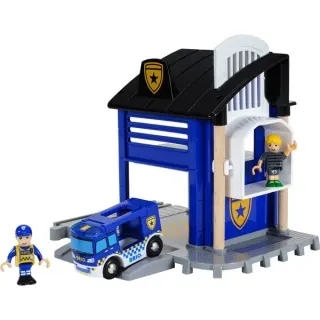 BRIO World Polizeistation mit Einsatzfahrzeug, Spielgebäude (blau/schwarz)