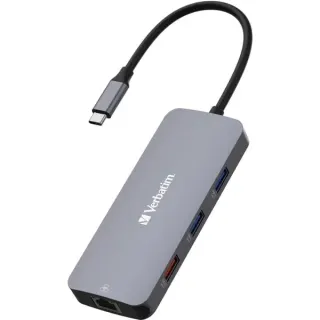 Verbatim USB-C Pro Multiport-Hub CMH-09, 9 Port , Dockingstation (grau, HDMI, RJ-45, 3x USB-A, 2x USB-C, SD, microSD)