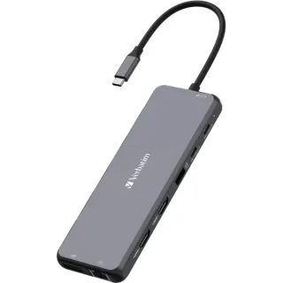 Verbatim USB-C Pro Multiport-Hub CMH-13, 13 Port, Dockingstation (grau, 2x HDMI, DP, RJ-45, 6x USB-A, Audio, 2x USB-C PD)