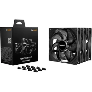 be quiet! Pure Wings 3 140mm PWM 3-Pack, Gehäuselüfter (schwarz, 3er-Pack, 140 mm)