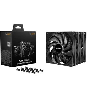 be quiet! Pure Wings 3 140mm PWM high-speed 3-Pack, Gehäuselüfter (schwarz, 3er-Pack, 140 mm)