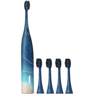 happybrush ECO VIBE 3 Starterkit Ocean + 4 Refills, Elektrische Zahnbürste (blau/beige)