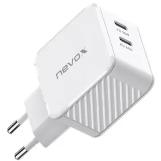 Nevox 65W DUAL USB-C (PD) QC3.0 Ladegerät GaN (weiß, PD 3.0, QC 3.0)