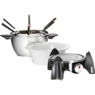 Unold Fondue-Set 48615 (edelstahl/schwarz, 500 Watt, Edelstahl- und Keramiktopf)