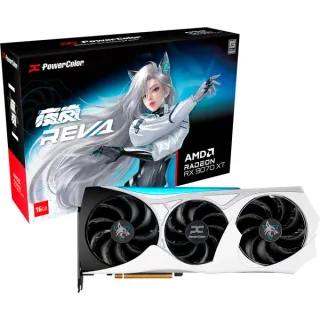 PowerColor Powercolor RX 9070 XT Hellhound REVA 16GB OC, Grafikkarte (schwarz, RDNA4, GDDR6, 3x DisplayPort, 1x HDMI)