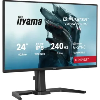iiyama G-Master GB2471HSU-B1 Red Eagle, Gaming-Monitor (60.5 cm (23.8 Zoll), schwarz (matt), FullHD, Fast-IPS, HDMI, DP, G-Sync komp., USB-Hub, 240Hz Panel)