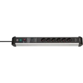 Brennenstuhl Premium-Protect-Line Steckdosenleiste 6-fach (schwarz/silber, 3 Meter, 60.000 A Überspannungsschutz, USB-C Power Delivery)