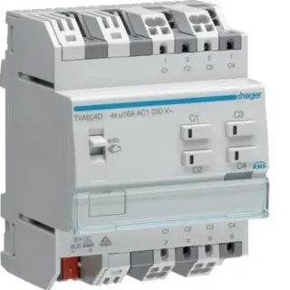 Hager Schalt- und Jalousieausgang KNX 4-fach 16 Ampere C-Last, Aktor (Retail)