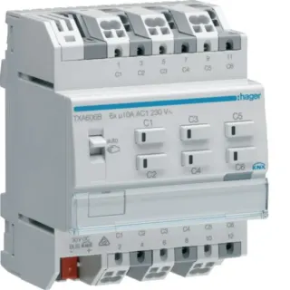 Hager Schalt- und Jalousieausgang KNX sechsfach zehn Ampere, Aktor (Retail)