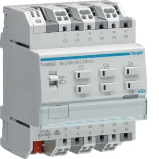 Hager Schalt- und Jalousieausgang KNX 6/3-fach 16 Ampere C-Last, Aktor (Retail)