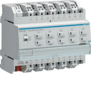 Hager Schalt- und Jalousieausgang KNX 10-fach 16 Ampere C-Last, Schalter (Retail)