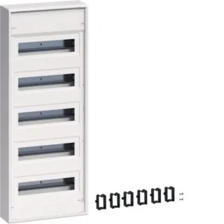 Hager Kleinverteiler volta, 5 Reihen, 12 Teilungseinheiten, Schutzart IP30, Aufputz (weiß, Retail)