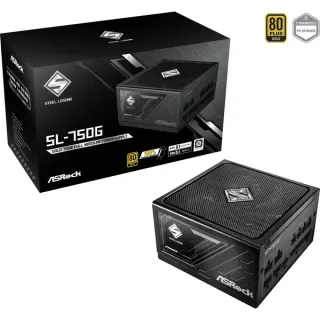 ASRock Steel Legend SL-750G, PC-Netzteil (schwarz, 1x 12-Pin High Power GPU, 2x PCIe, Kabelmanagement, 750 Watt)