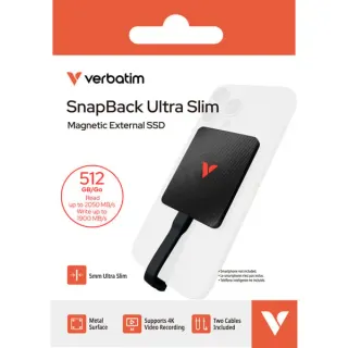 Verbatim SnapBack Ultra Slim SSD 512 GB, Externe SSD (schwarz)