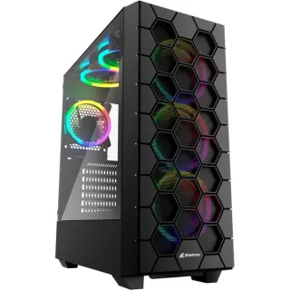 Sharkoon RGB HEX, Tower-Gehäuse (schwarz, Seitenteil aus gehärtetem Glas)