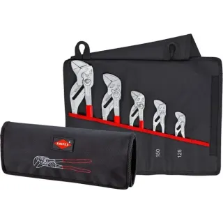 KNIPEX Zangenschlüssel-Set, 5-teilig, Zangen-Set (rot, in Falttasche)