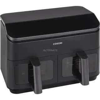 Cosori Heißluftfritteuse Dual Basket CAF-R901-AEU (schwarz, 1.750 Watt, 2 Körbe je 4,25 Liter, mit Sichtfenster)