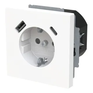 0 Schutzkontaktsteckdose mit USB Typ A und USB Typ C (weiß, Retail)
