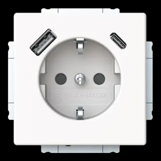 0 Schutzkontaktsteckdose mit USB Typ A und USB Typ C (weiß, Retail)