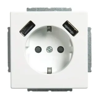 0 Schutzkontakt Steckdose mit 2 USB Anschlüssen (weiß, Retail)