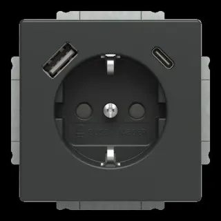0 Schukosteckdose mit USB-A und USB-C Anschlüssen (anthrazit, Retail)